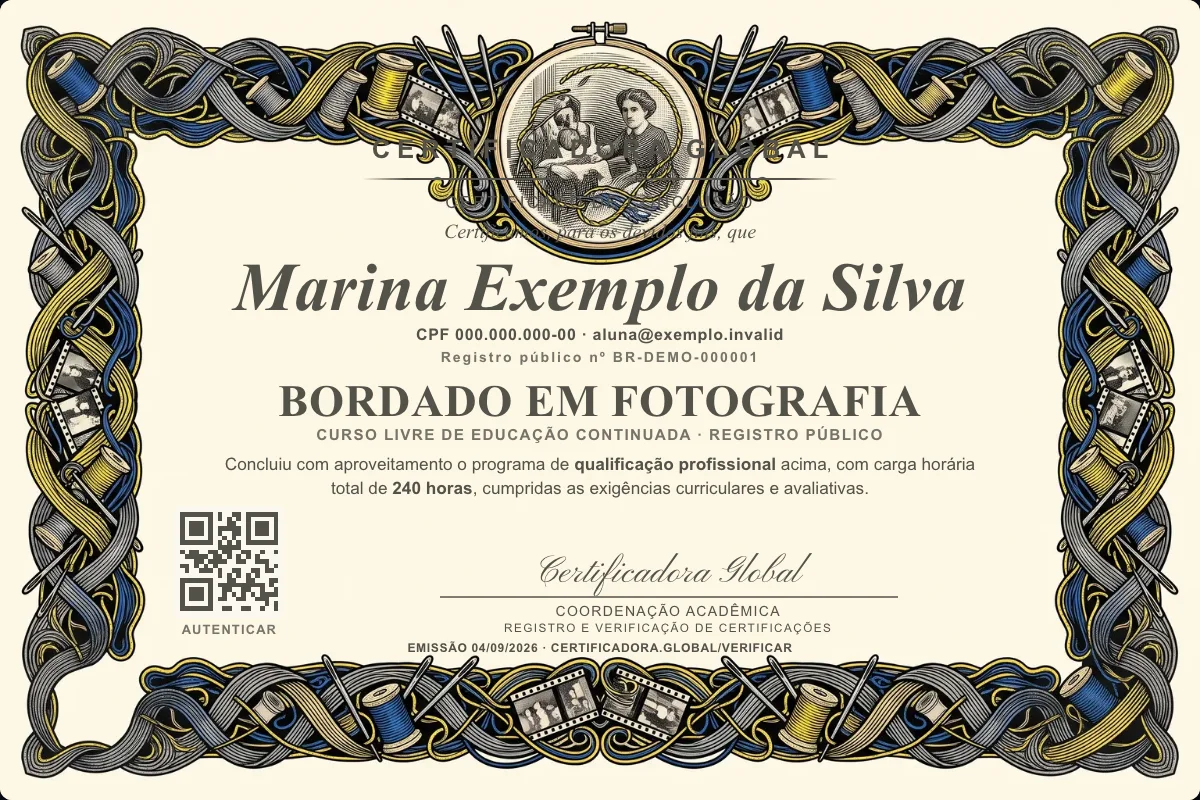 Capa do curso Bordado em Fotografia