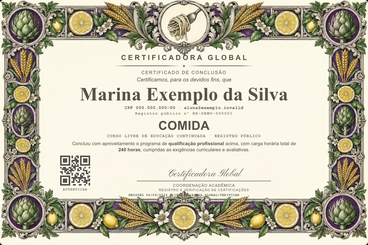 Capa do curso Comida