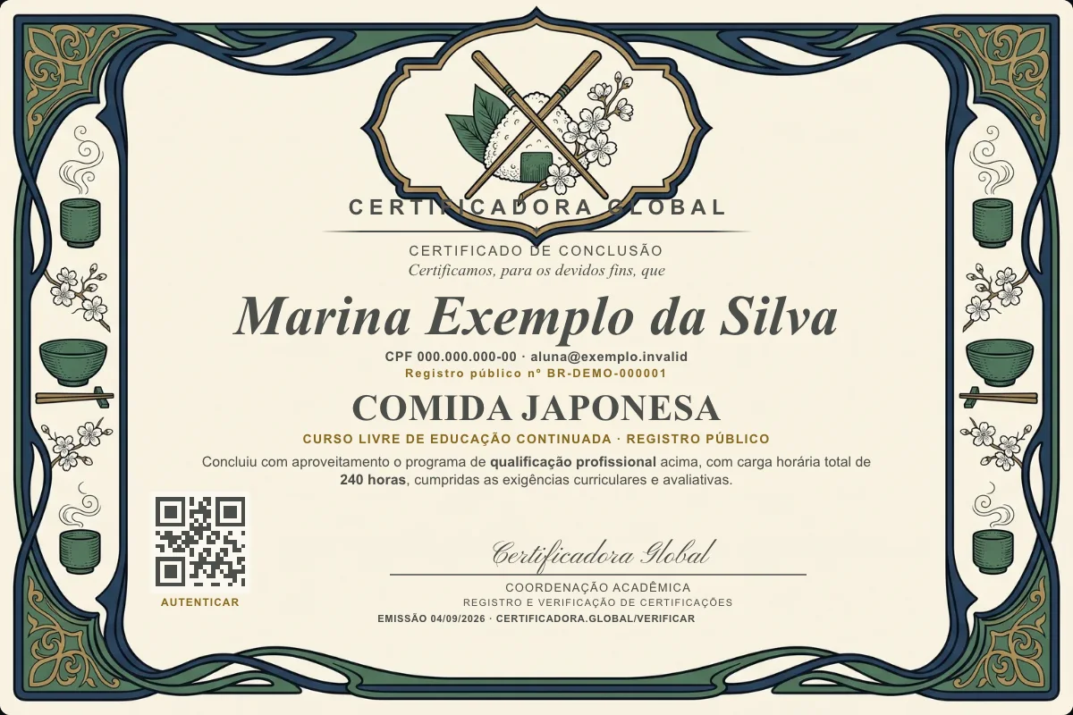 Capa do curso Comida Japonesa
