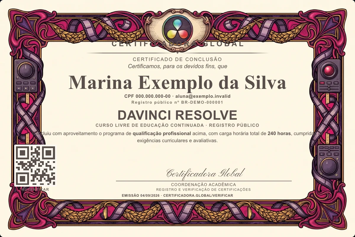 Capa do curso Davinci Resolve