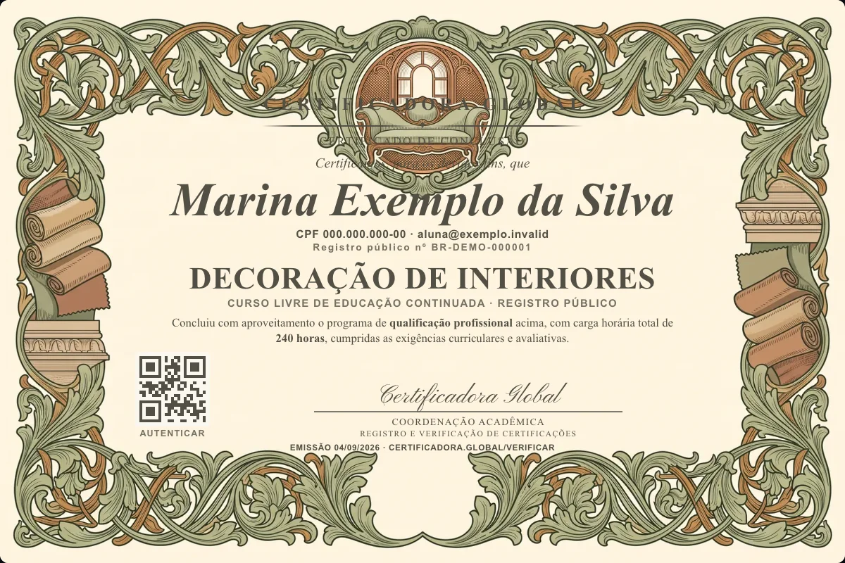 Capa do curso Decoração de Interiores