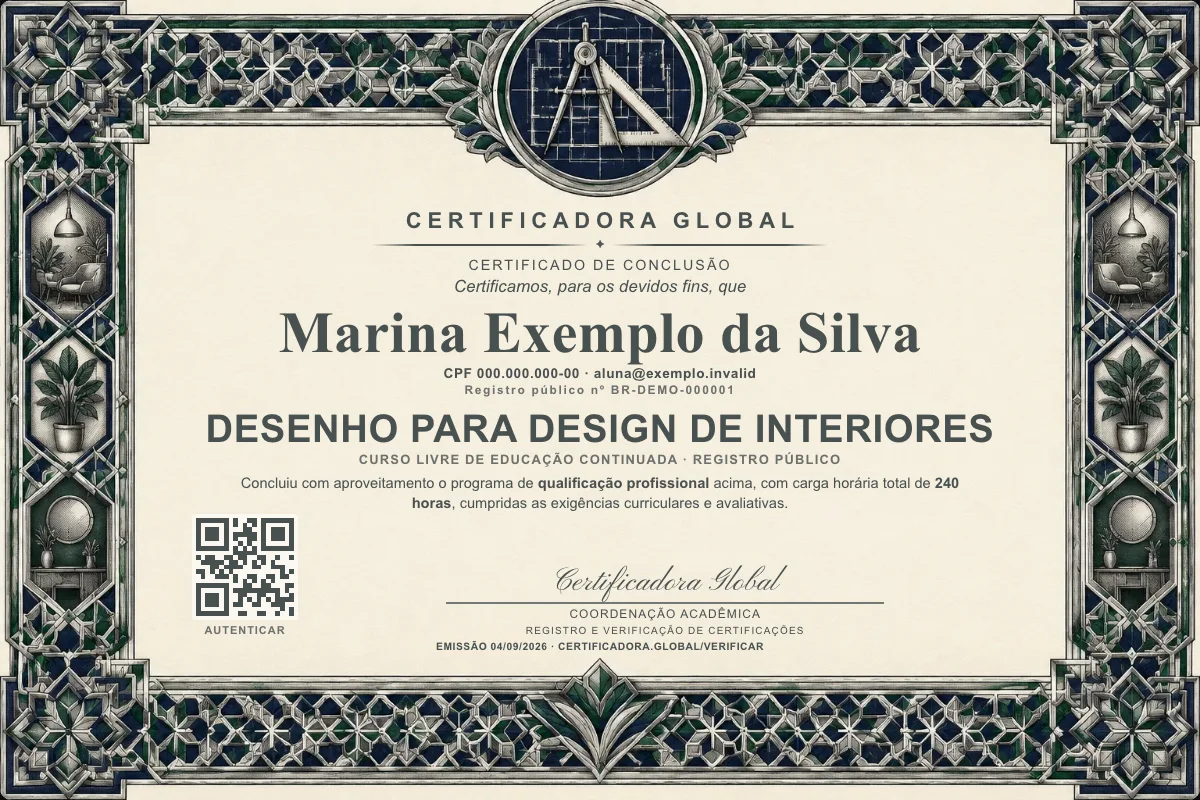 Capa do curso Desenho para Design de Interiores