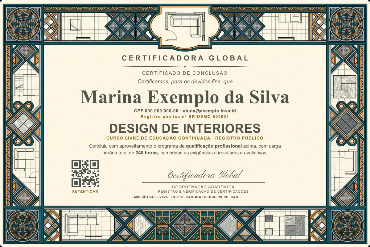 Capa do curso Design de Interiores
