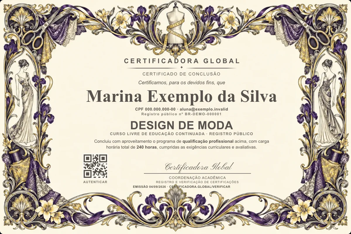 Capa do curso Design de Moda