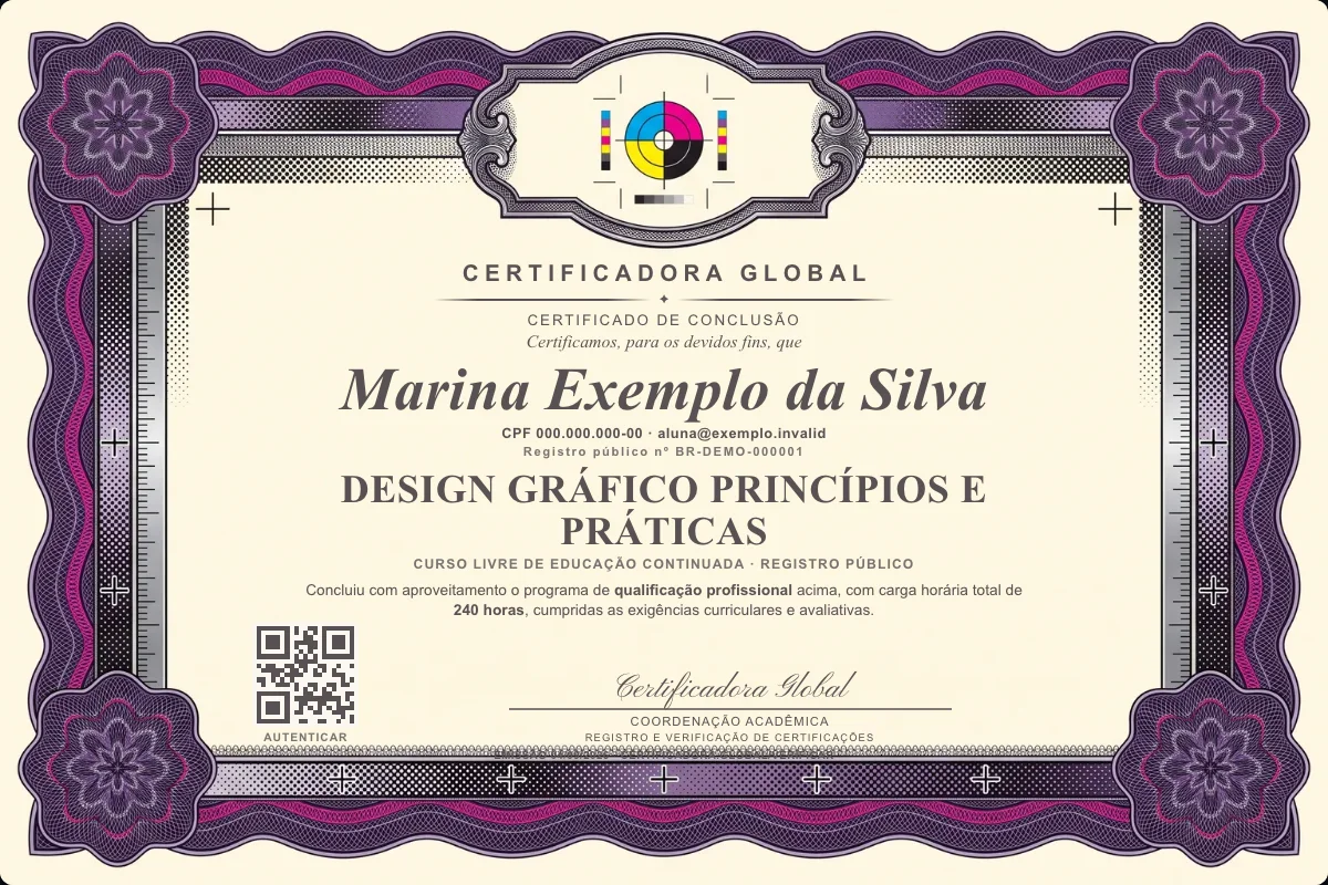 Capa do curso Design Gráfico Princípios e Práticas