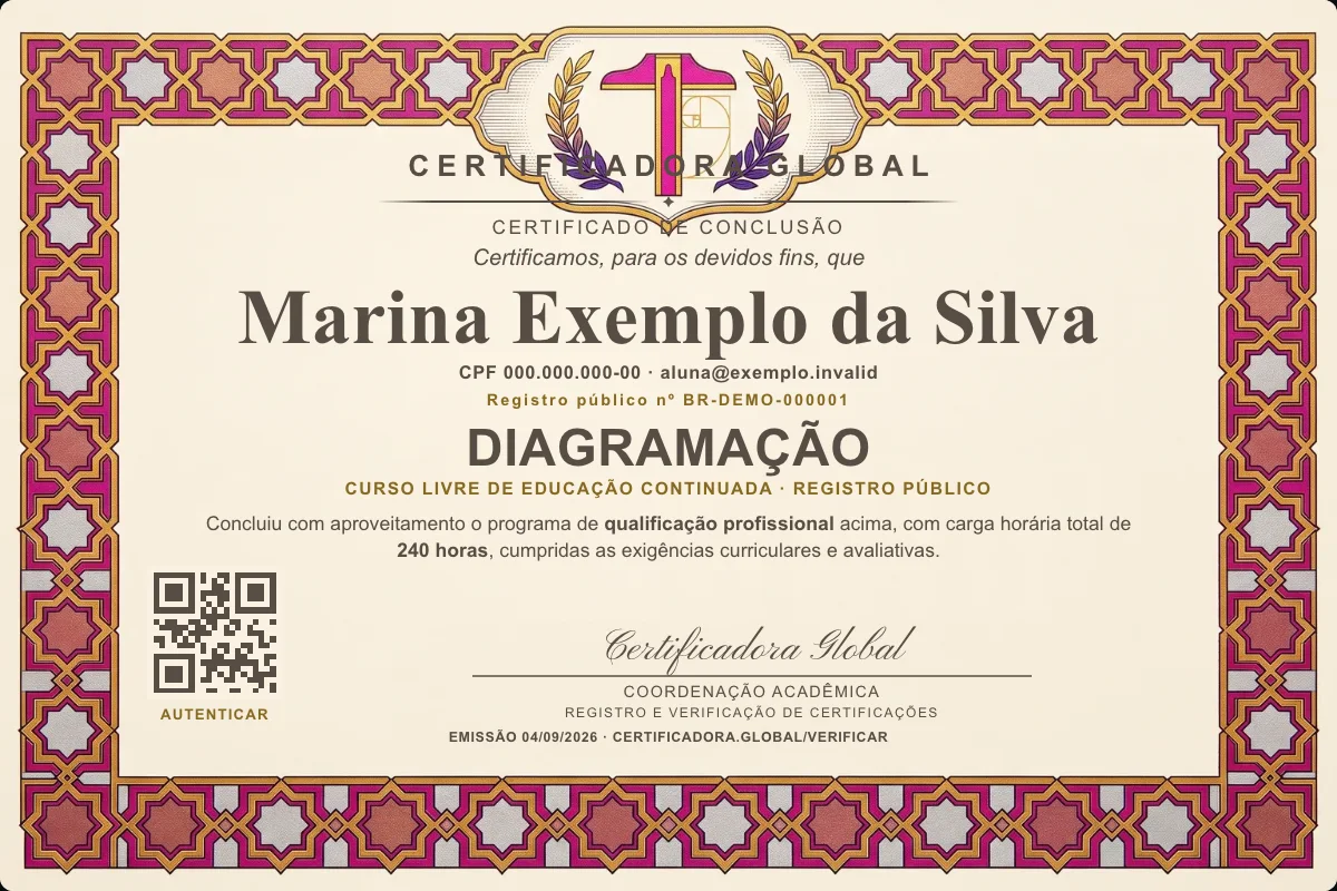 Capa do curso Diagramação
