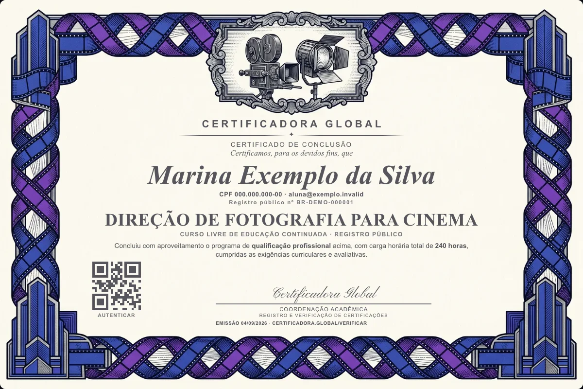 Capa do curso Direção de Fotografia para Cinema