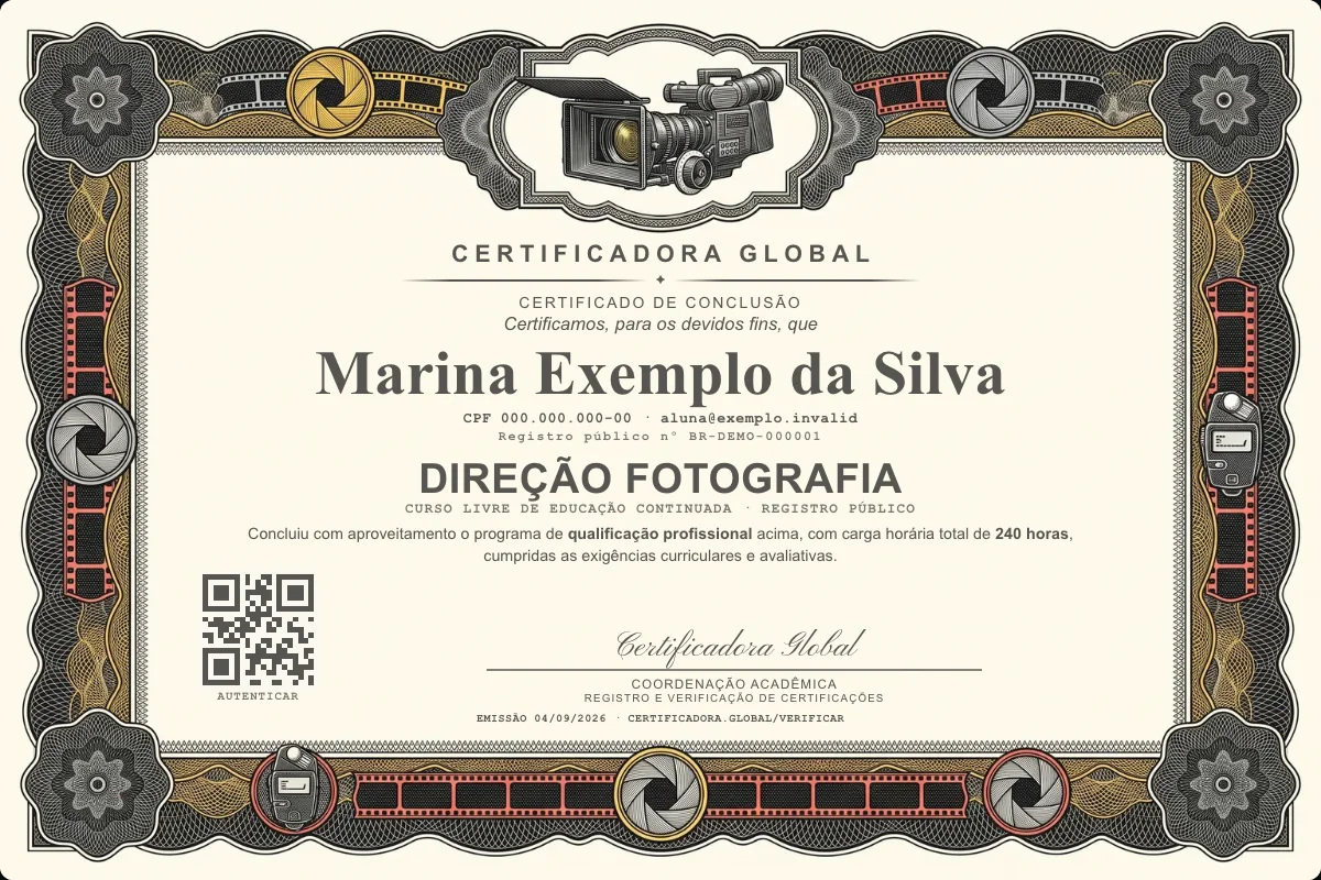 Capa do curso Direção Fotografia