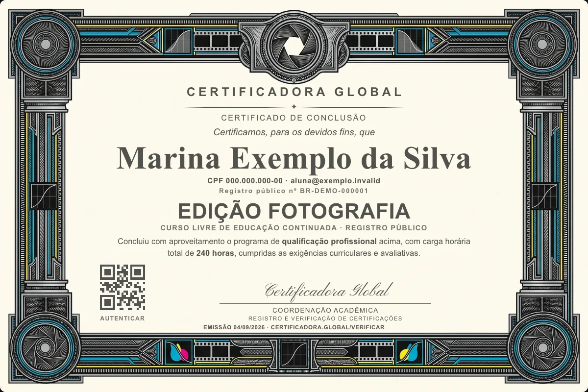 Capa do curso Edição Fotografia