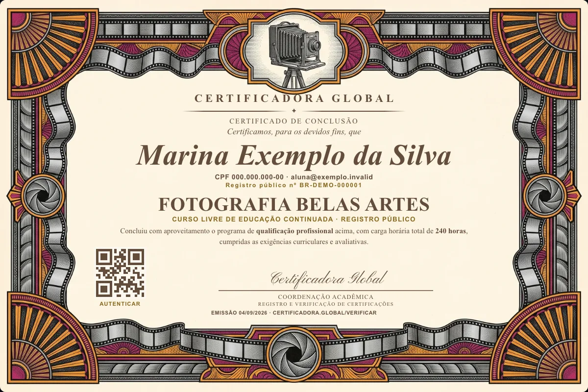 Capa do curso Fotografia Belas Artes