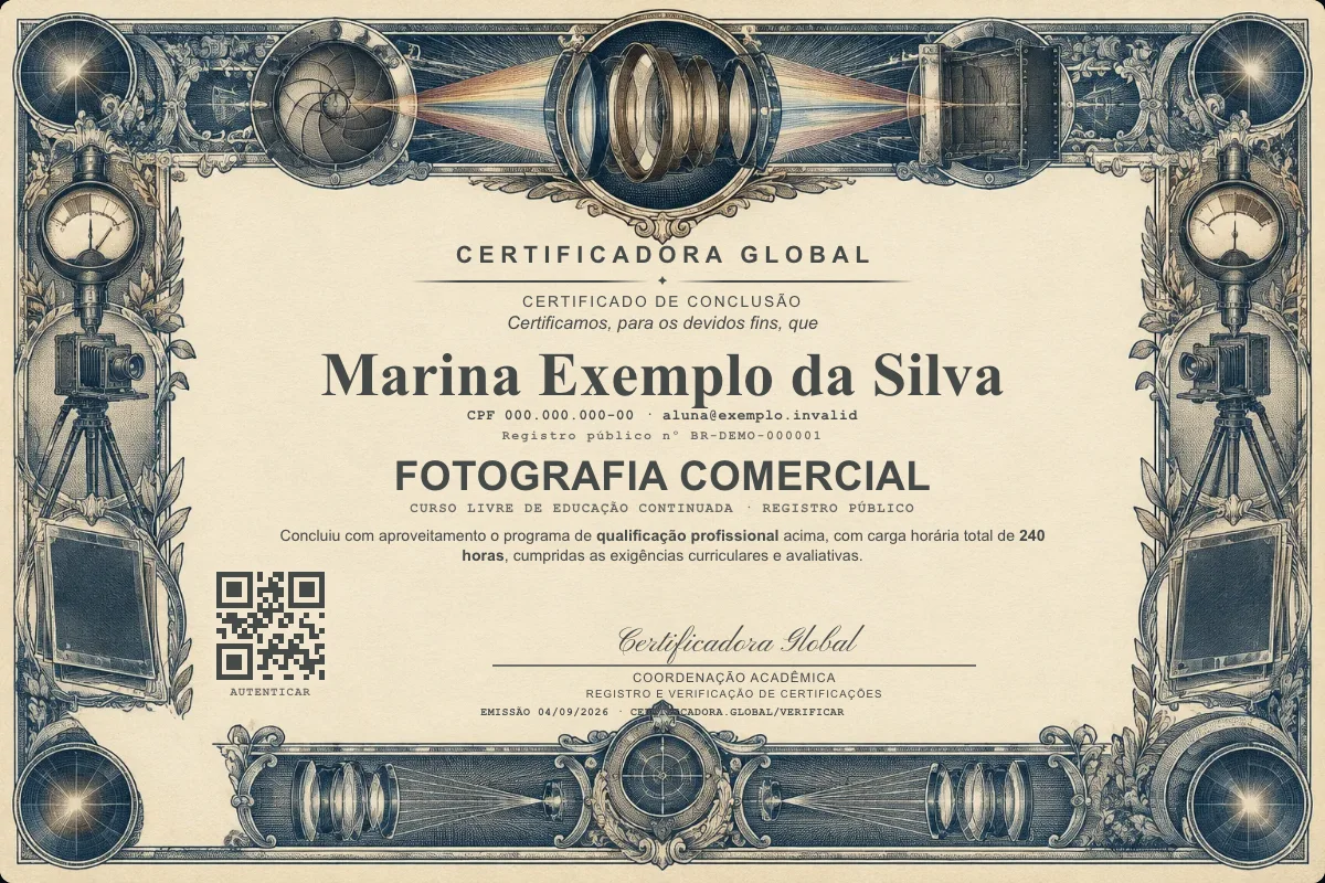 Capa do curso Fotografia Comercial