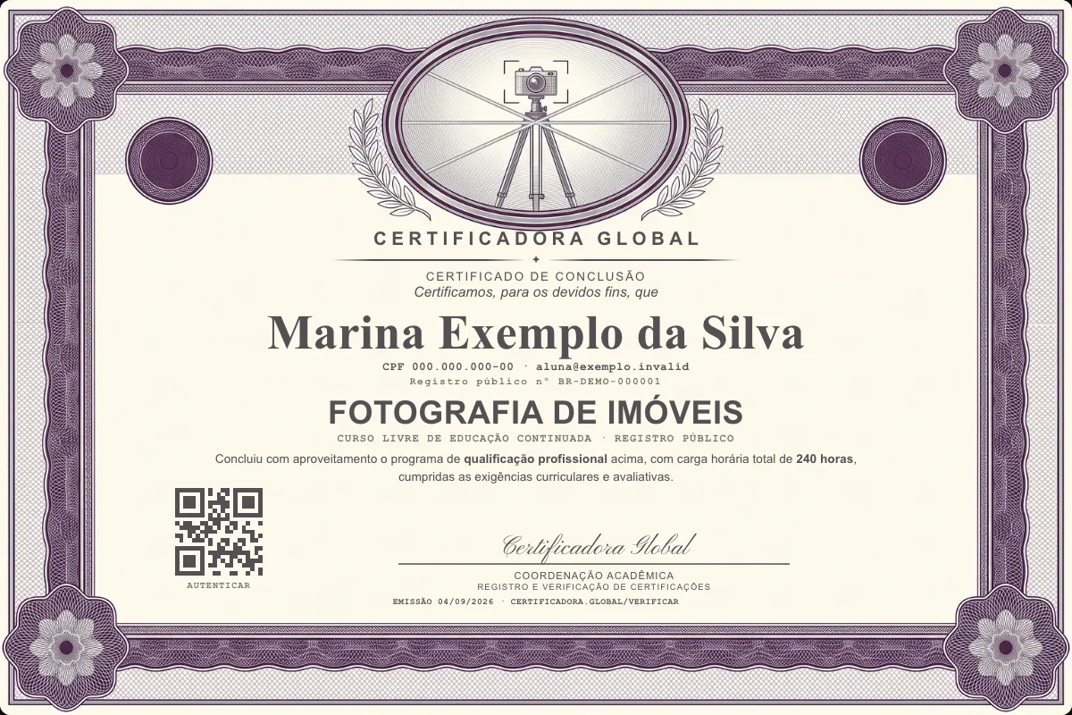 Capa do curso Fotografia de Imóveis