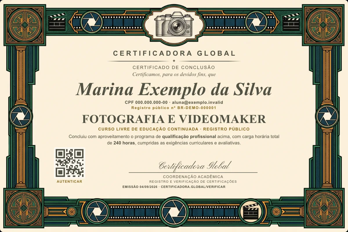 Capa do curso Fotografia e Videomaker