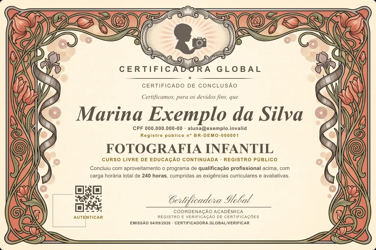 Capa do curso Fotografia Infantil