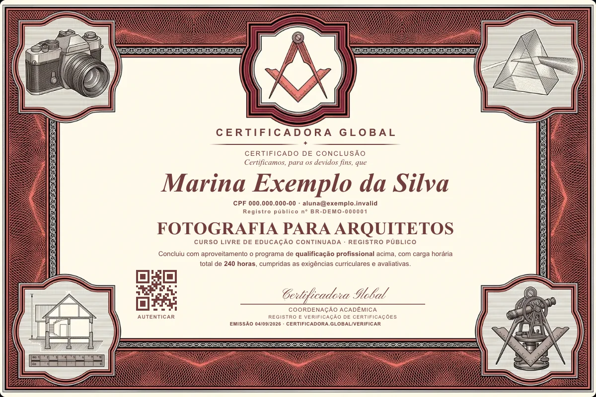 Capa do curso Fotografia para Arquitetos