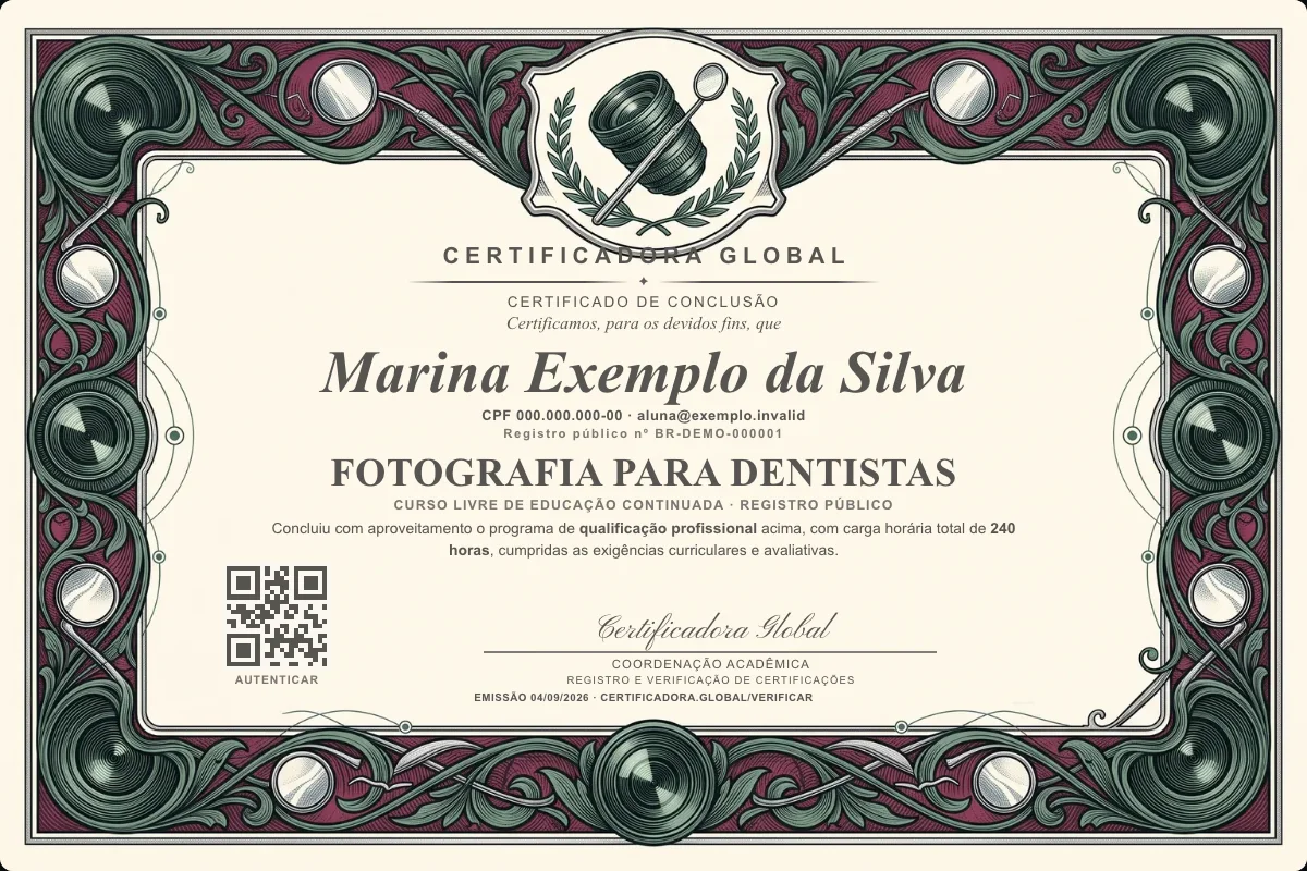 Capa do curso Fotografia para Dentistas