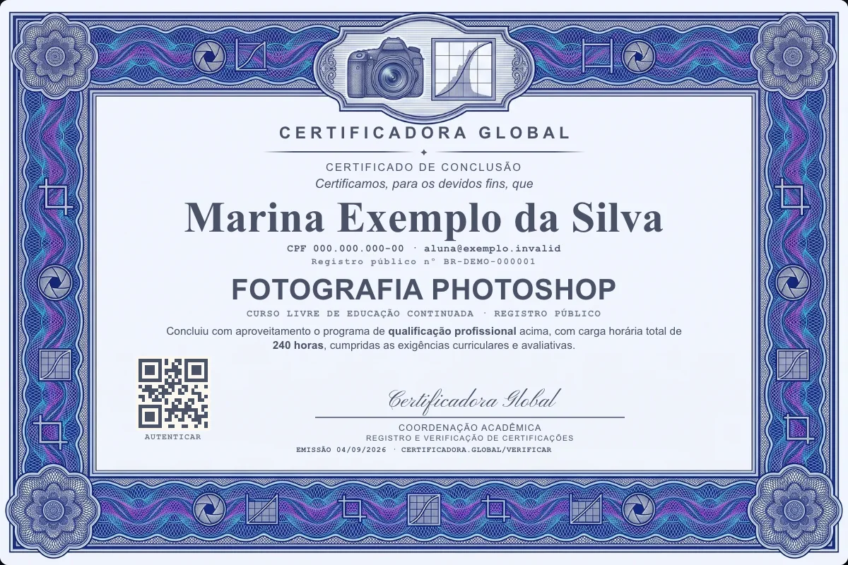 Capa do curso Fotografia Photoshop