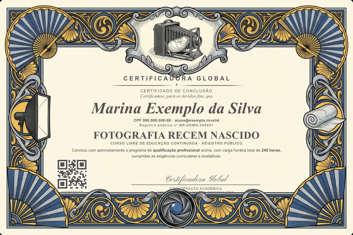 Capa do curso Fotografia Recem Nascido