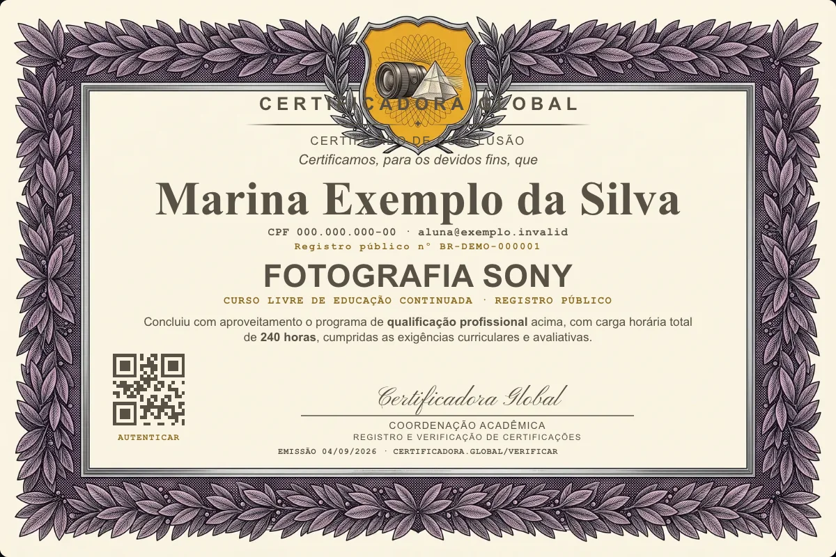 Capa do curso Fotografia Sony