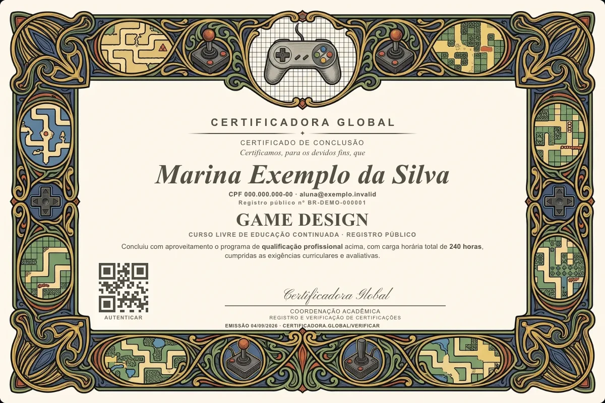 Capa do curso Game Design
