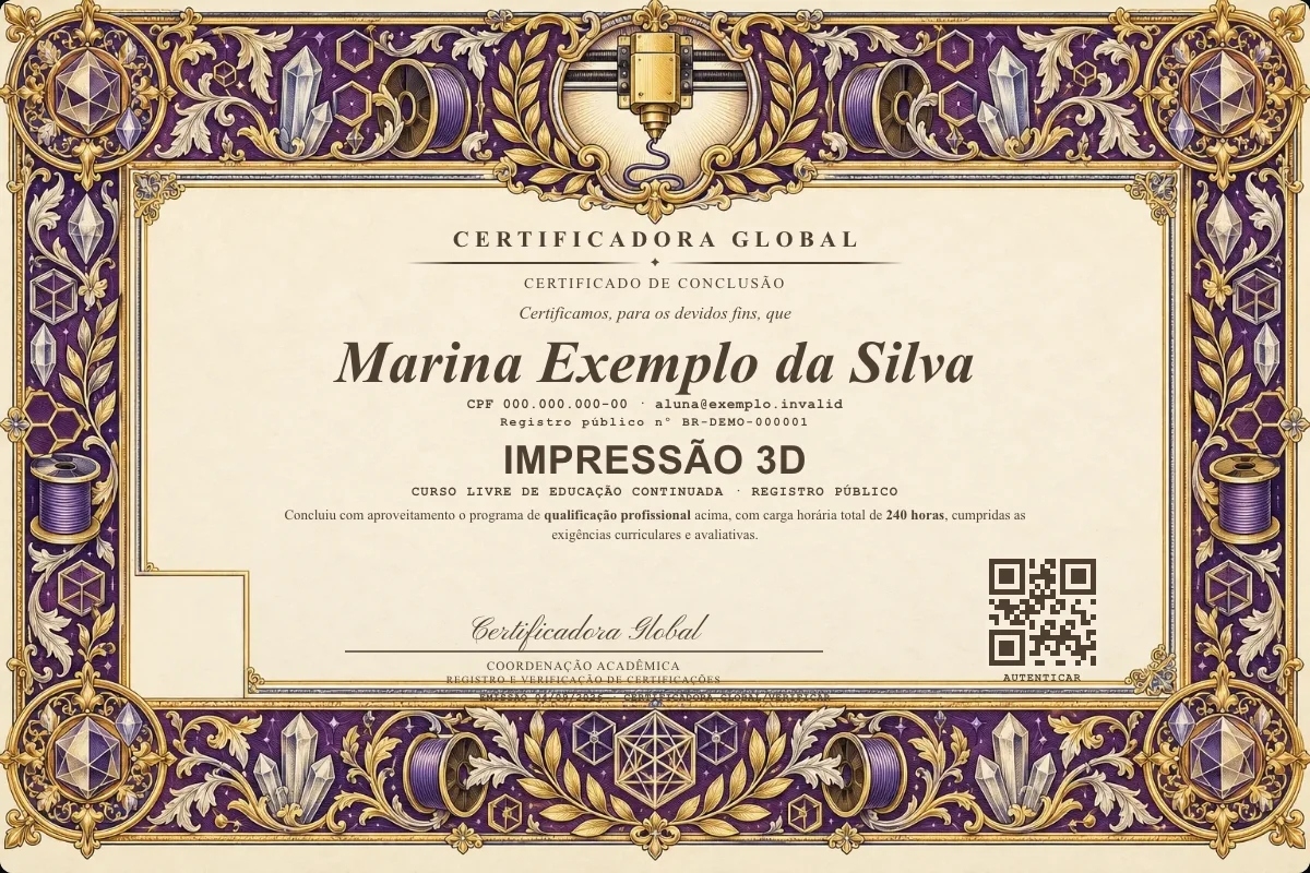 Capa do curso Impressão 3D