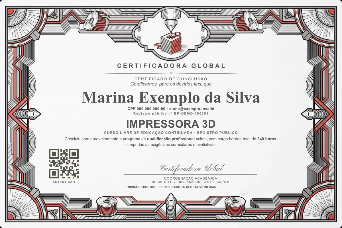 Capa do curso Impressora 3D