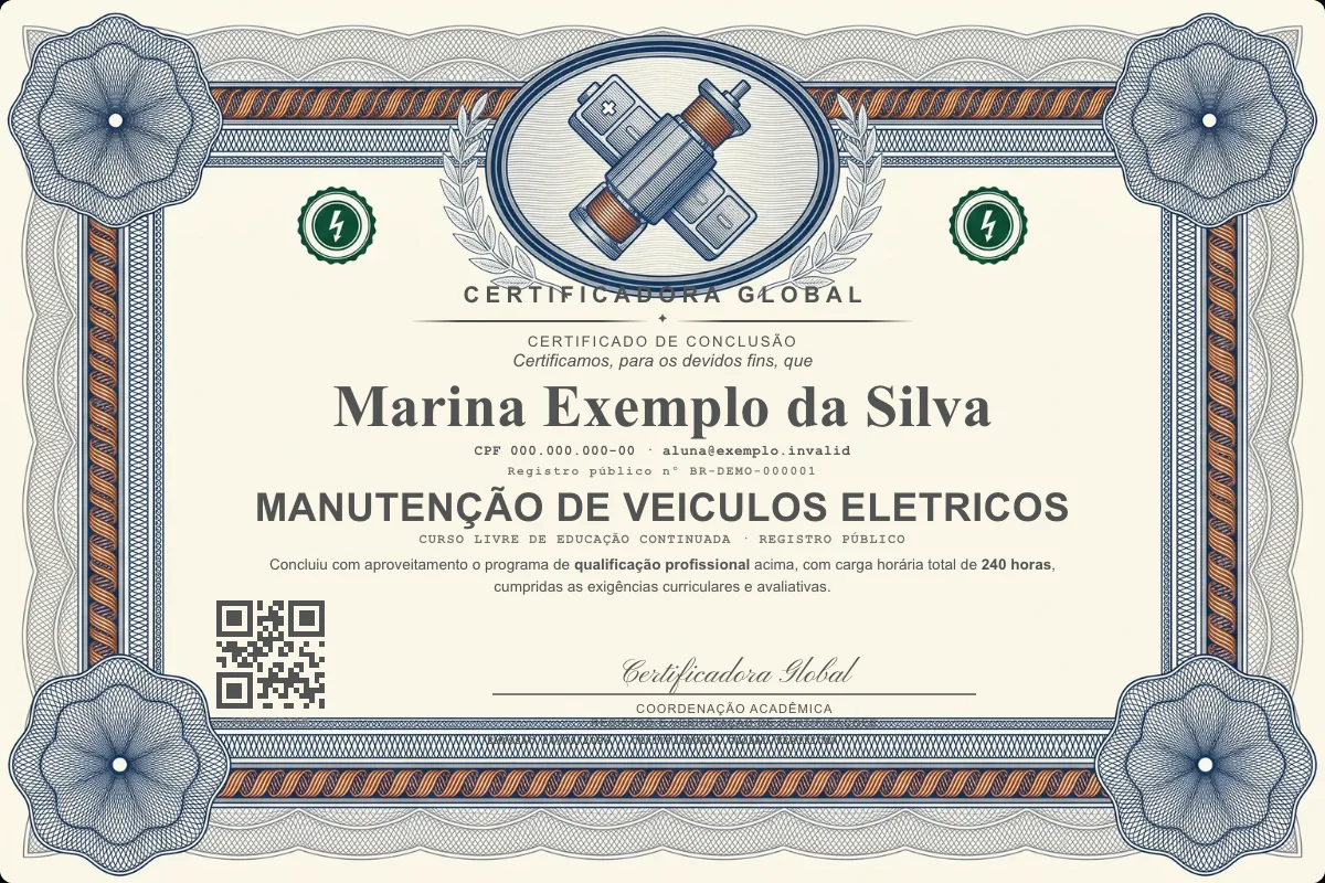 Capa do curso Manutenção de Veiculos Eletricos