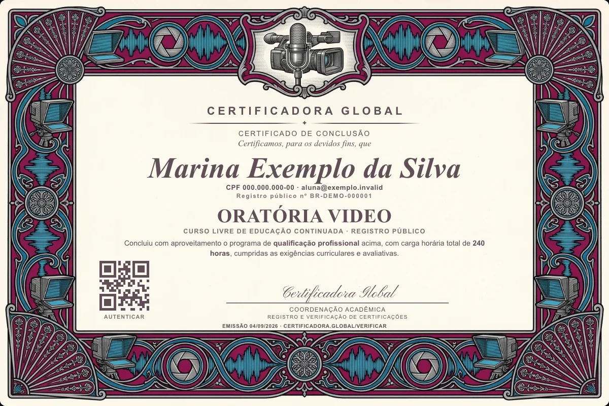 Capa do curso Oratória Video