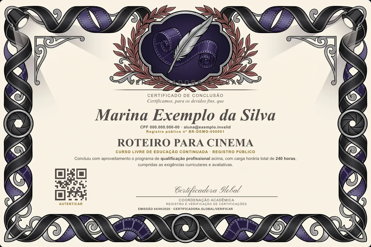 Capa do curso Roteiro para Cinema