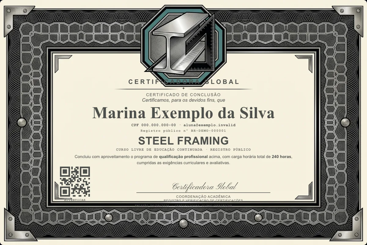 Capa do curso Steel Framing