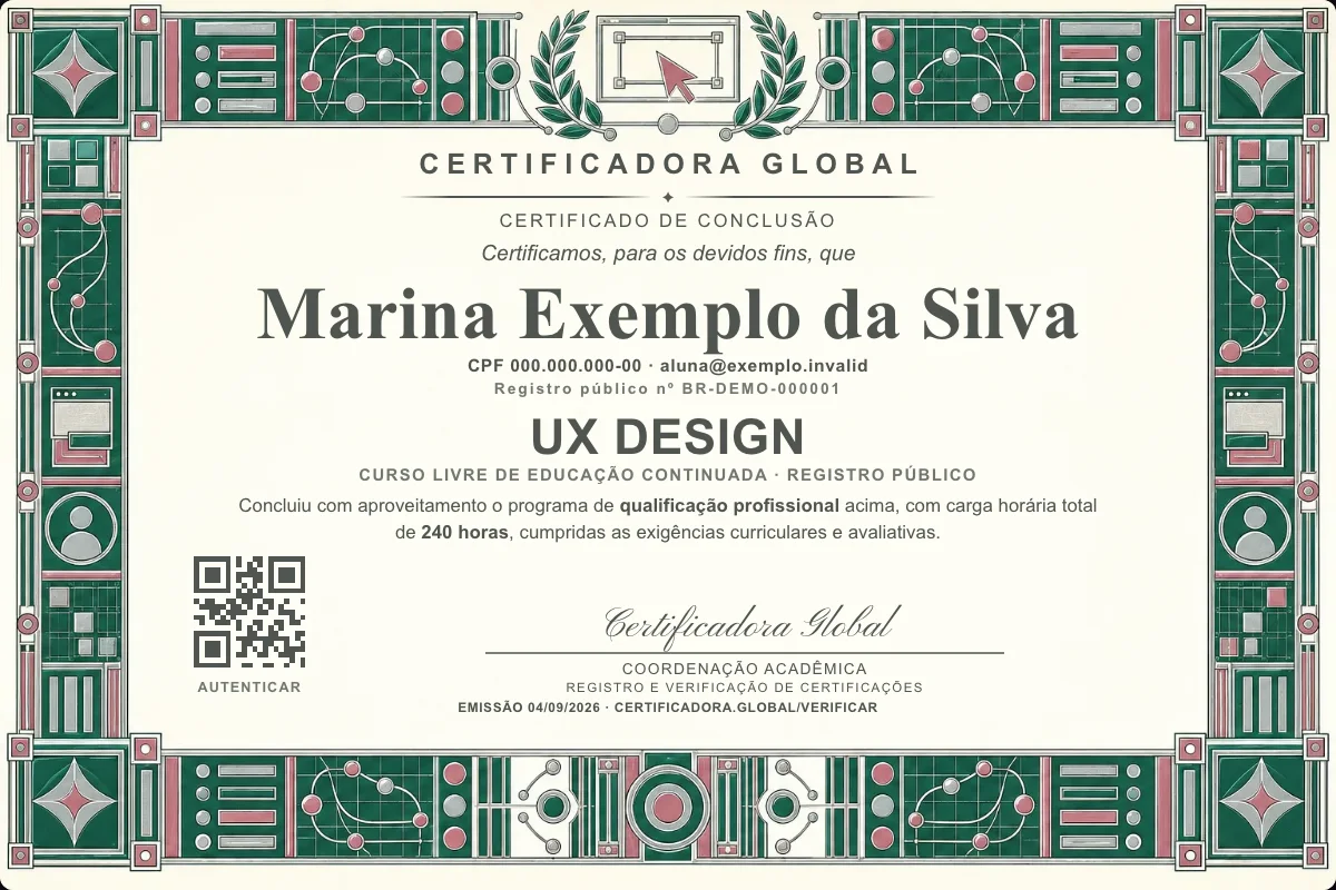 Capa do curso UX Design