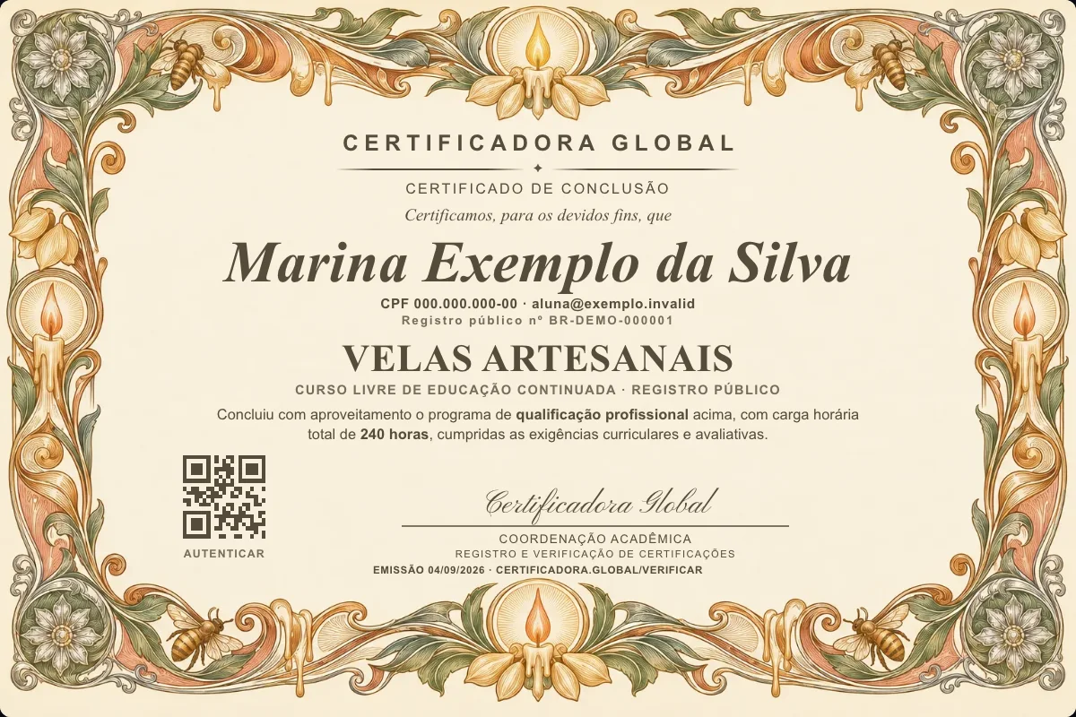Capa do curso Velas Artesanais