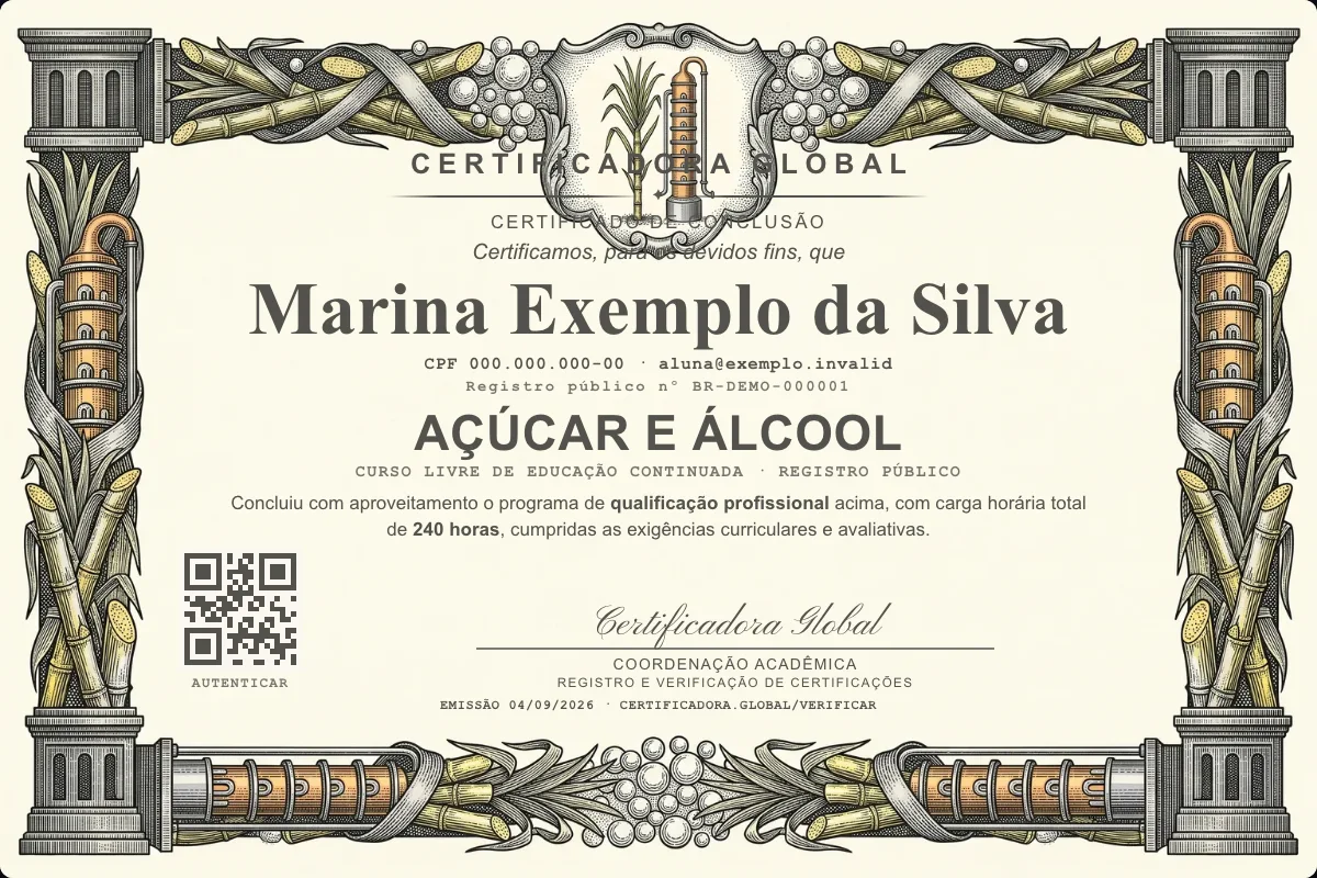 Capa do curso Açúcar e Álcool
