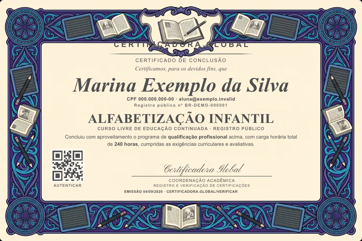 Capa do curso Alfabetização Infantil