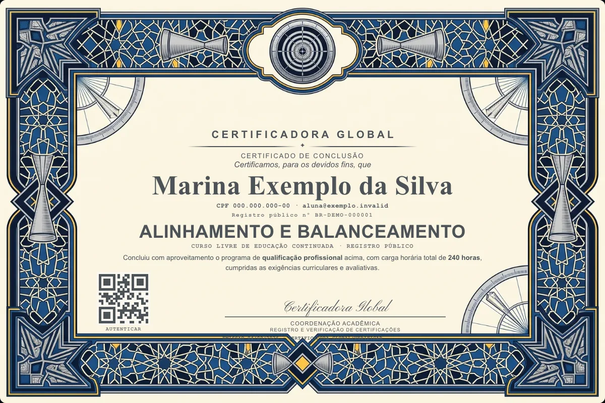 Capa do curso Alinhamento e Balanceamento