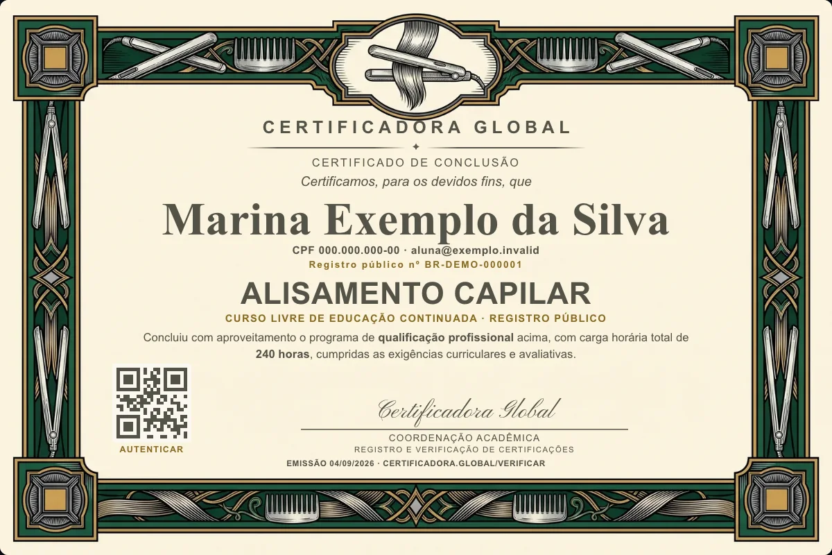 Capa do curso Alisamento Capilar
