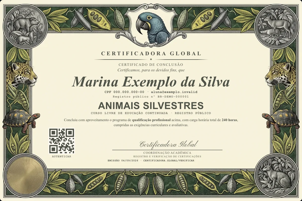 Capa do curso Animais Silvestres