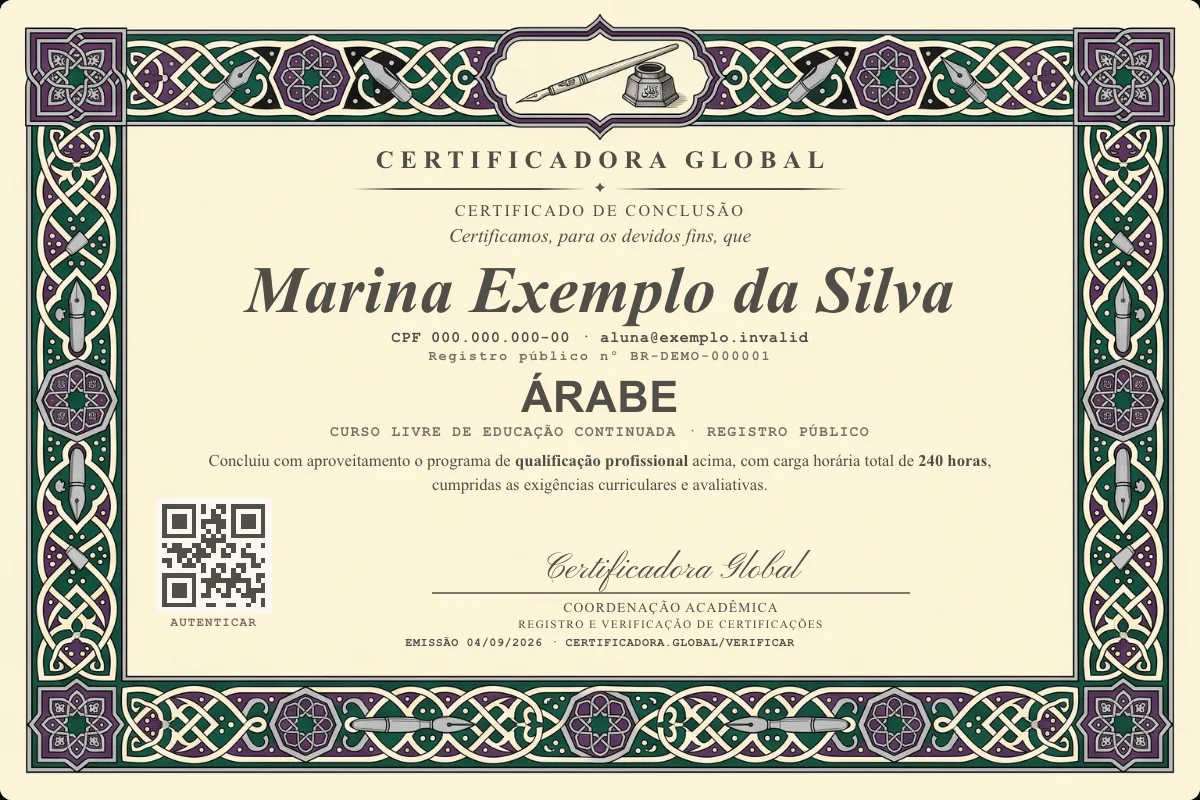 Capa do curso Árabe