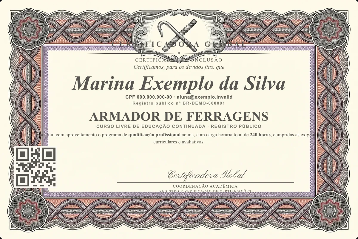 Capa do curso Armador de Ferragens