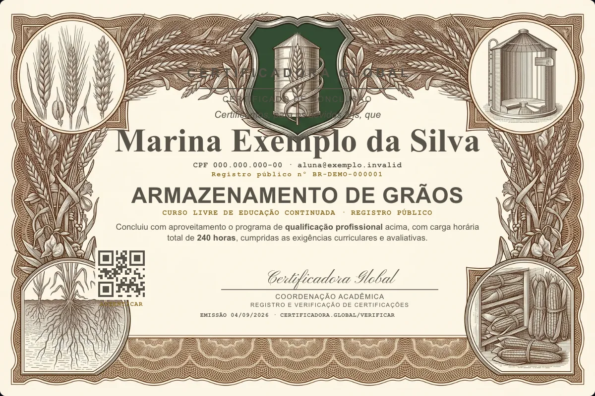 Capa do curso Armazenamento de Grãos