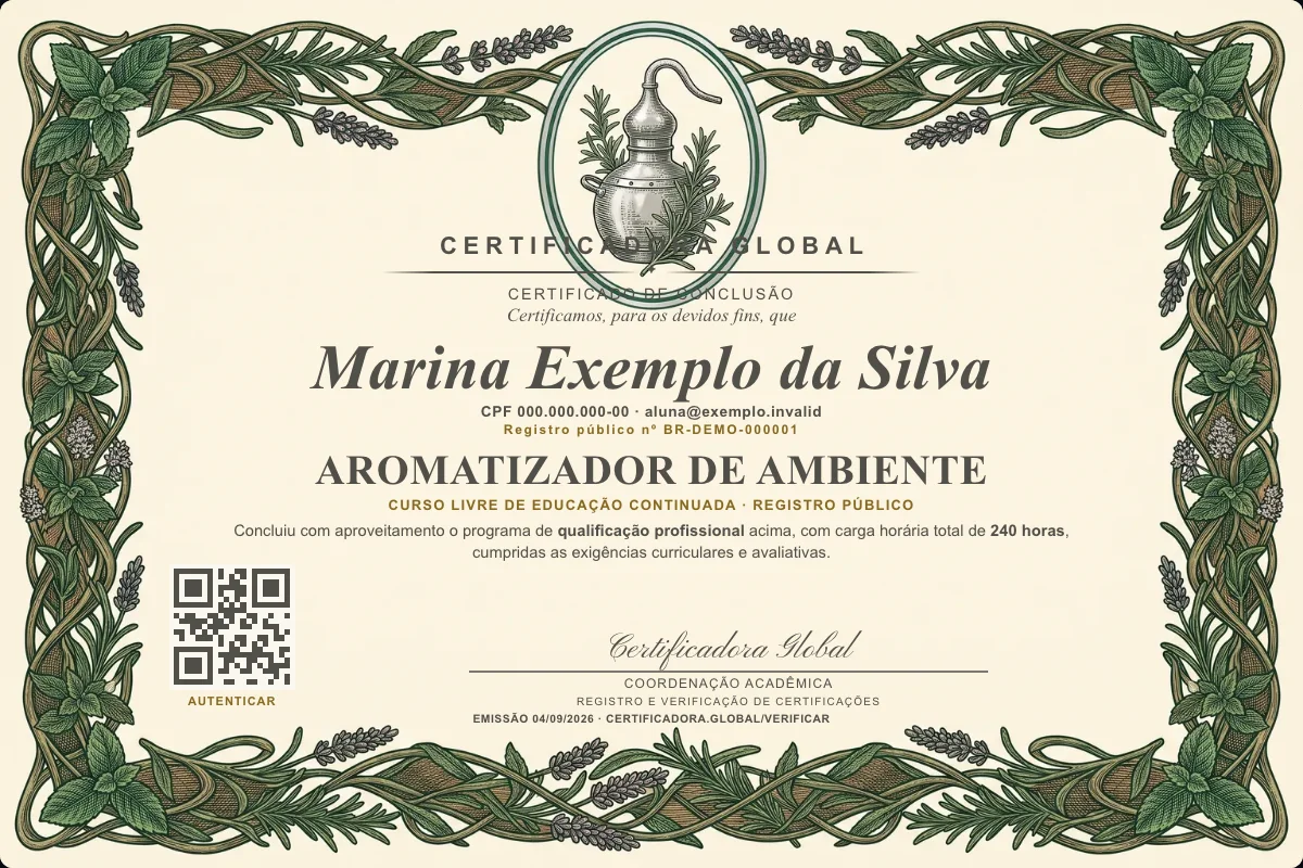 Capa do curso Aromatizador de Ambiente