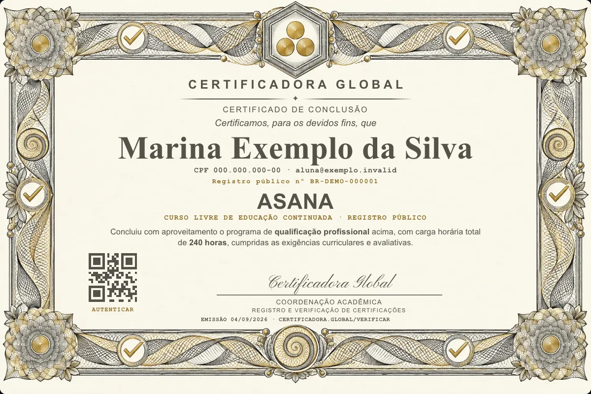 Capa do curso Asana