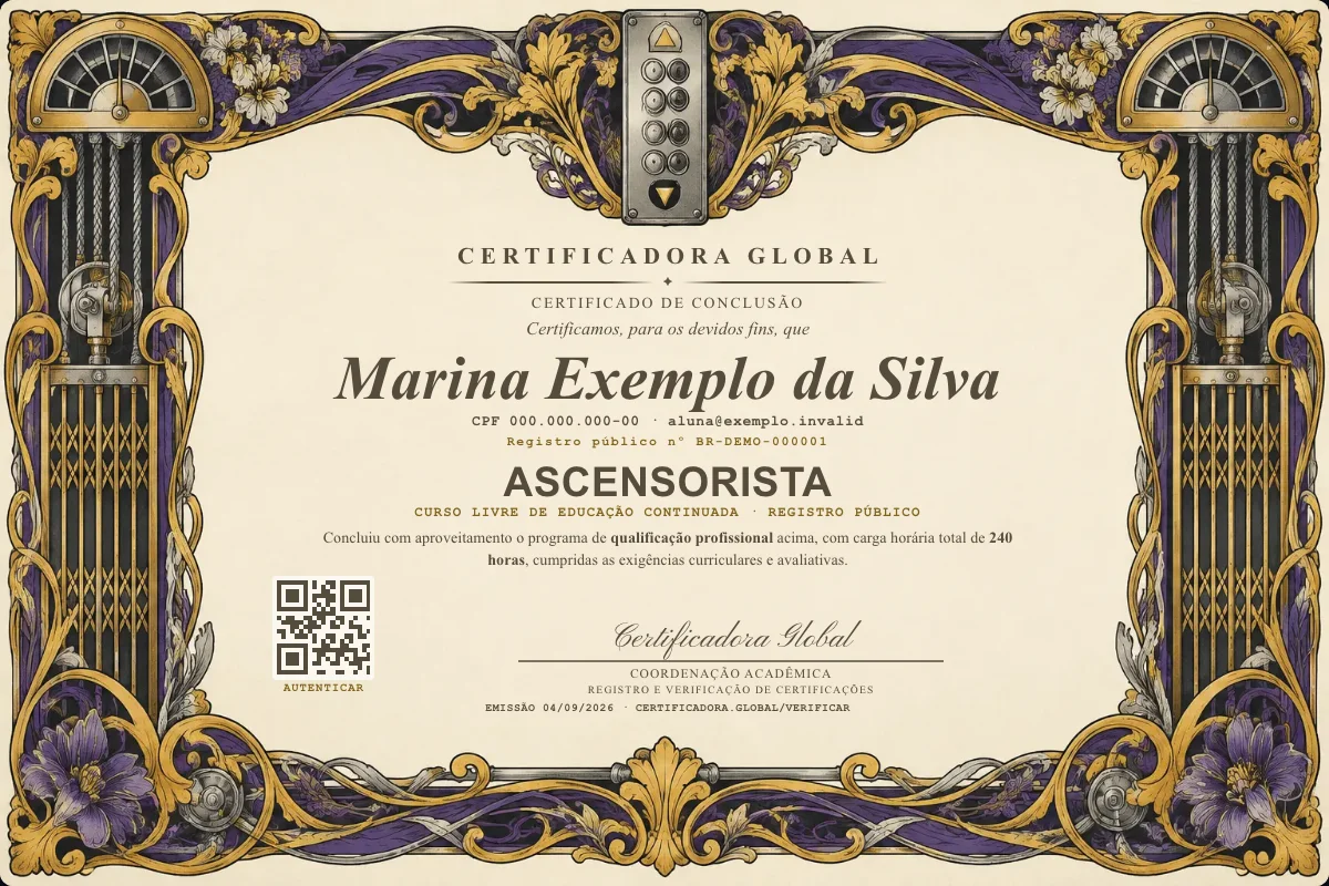 Capa do curso Ascensorista