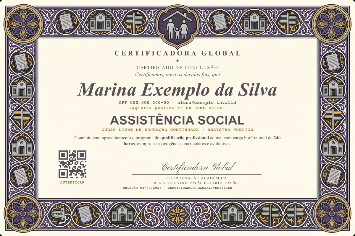 Capa do curso Assistência Social
