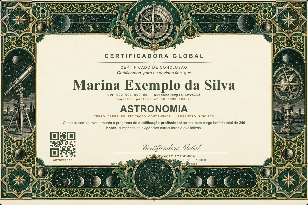 Capa do curso Astronomia