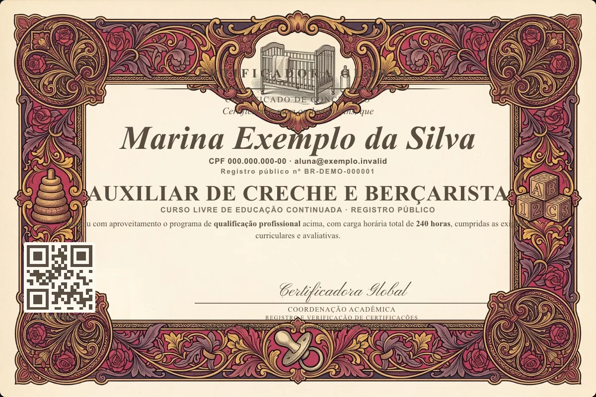 Capa do curso Auxiliar de Creche e Berçarista