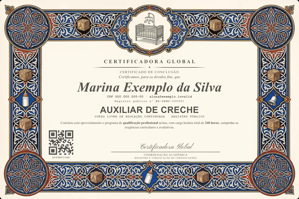 Capa do curso Auxiliar de Creche