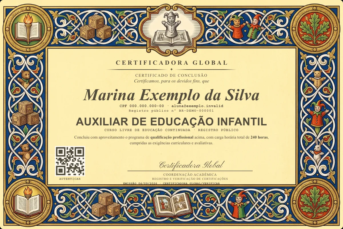 Capa do curso Auxiliar de Educação Infantil