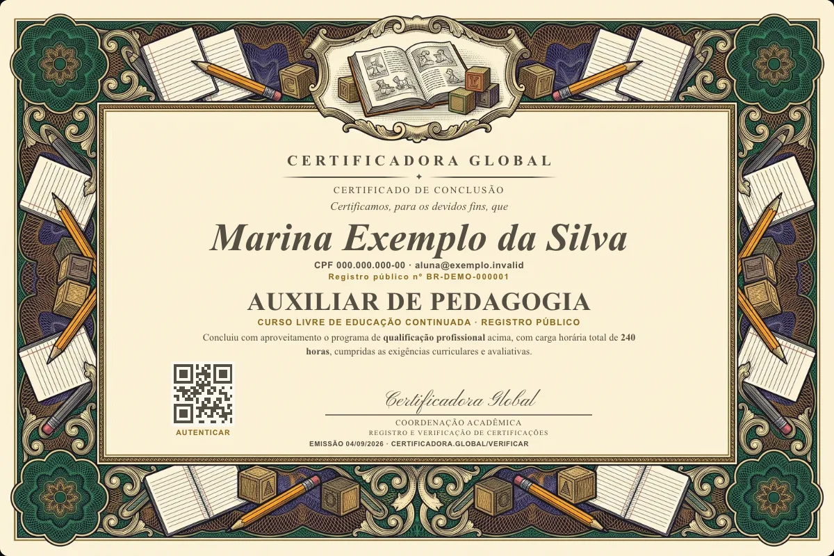 Capa do curso Auxiliar de Pedagogia