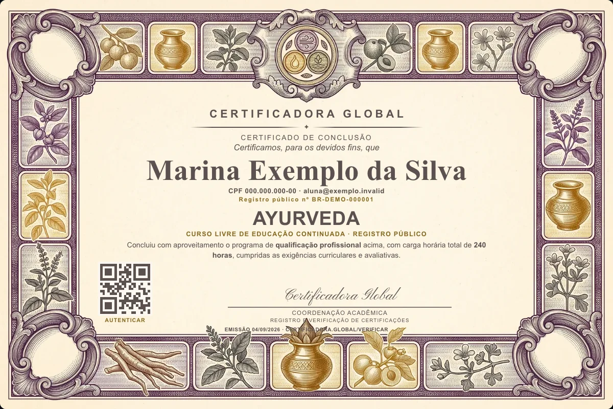 Capa do curso Ayurveda
